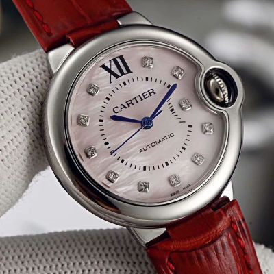 Cartier Stainless Steel 33MM NH05 Movement WaterProof to 100M White/Pink Watch